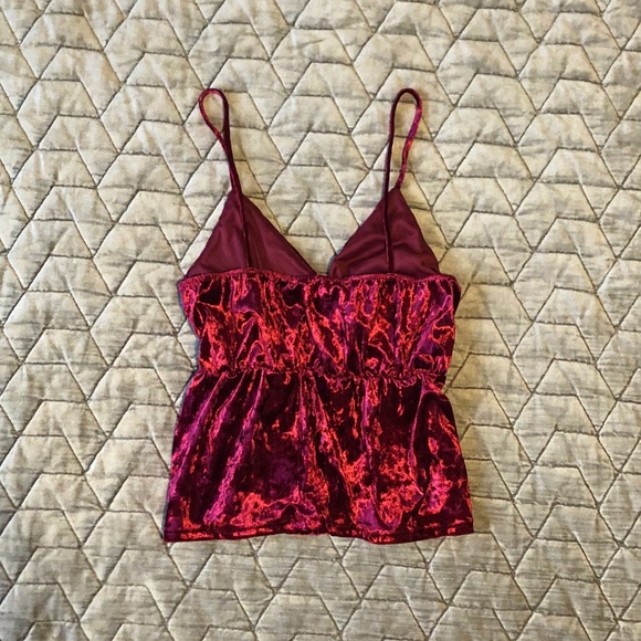Crushed Red Velvet Babydoll Top - Picture 3 of 4